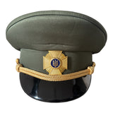 Postsowjetisches ukrainisches Militäroffiziersuniform-Metallabzeichen mit Schirmmütze