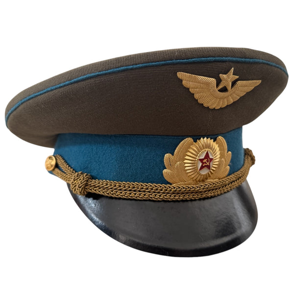 Postsowjetisches ukrainisches Militäroffiziersuniform-Metallabzeichen mit Schirmmütze