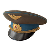 Original Soviet USSR Aviator Officer Visor Hat Vintage Military Pilot Parade Cap
