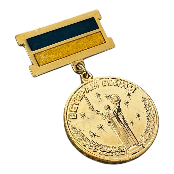 Echte ukrainische Veteranen-Ukraine-Militärmedaille aus dem 2. Weltkrieg nach dem Ende der Sowjetunion