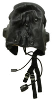 Sowjetischer russischer MiG-Pilotflieger aus schwarzem Leder, Winterhelm, Uniformmütze