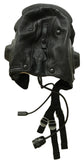 Sowjetischer russischer MiG-Pilotflieger aus schwarzem Leder, Winterhelm, Uniformmütze