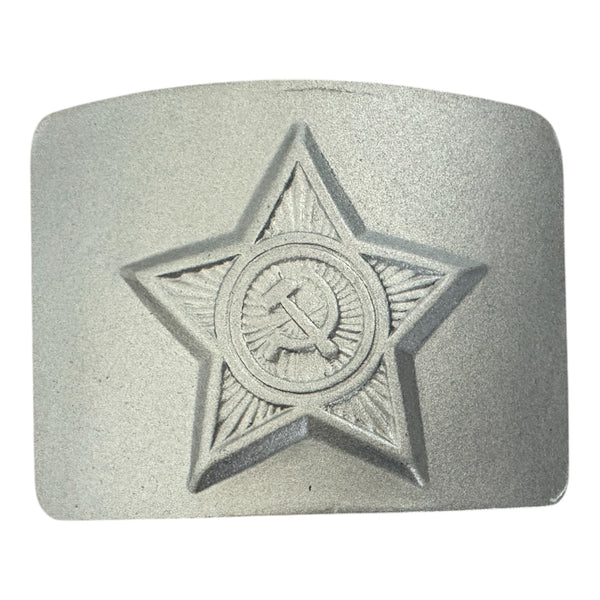 Original USSR Soviet Army Soldier Belt Steal Buckle Silver Grey