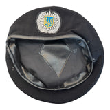 Vintage Black Ukrainian Interior Ministry Beret with Embroidered Patch Emblem