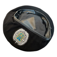 Vintage Black Ukrainian Interior Ministry Beret with Embroidered Patch Emblem