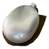 Genuine USSR Soviet Russian Army Military Aluminium Grey Flask Water Bottle Belt Case