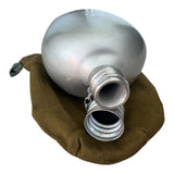 Genuine USSR Soviet Russian Army Military Aluminium Grey Flask Water Bottle Belt Case