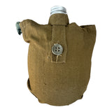 Genuine USSR Soviet Russian Army Military Aluminium Grey Flask Water Bottle Belt Case