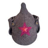 Vintage Soviet Budenovka Wool Hat Red Army Star Badge Military Cap USSR