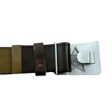 Sowjetischer Uniform-UDSSR-Soldatengürtel, Lederimitat, graue Metallschnalle