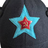 Handmade Soviet Budenovka Cavalry Hat Dark Blue Wool with Brass Red Star Badge