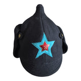 Handmade Soviet Budenovka Cavalry Hat Dark Blue Wool with Brass Red Star Badge