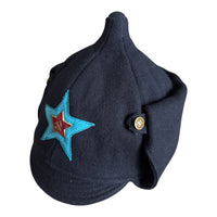 Handmade Soviet Budenovka Cavalry Hat Dark Blue Wool with Brass Red Star Badge