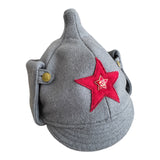 Vintage Soviet Grey Budenovka Wool Hat Red Army Star Badge Military Cap USSR