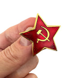 Soviet USSR Hammer and Sickle Red Star Pin Badge 3.3 cm – Light Metal Alloy & Enamel