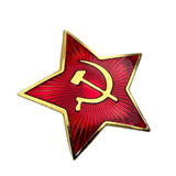 Soviet USSR Hammer and Sickle Red Star Pin Badge 3.3 cm – Light Metal Alloy & Enamel