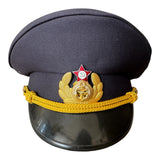 Soviet Naval Officer Cap with Original Rare Cockade – Black Peaked Hat
