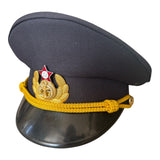 Soviet Naval Officer Cap with Original Rare Cockade – Black Peaked Hat