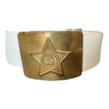Soviet Army White Parade Uniform Leatherette Belt Brass Buckle USSR Military