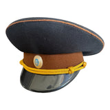 Vintage Ukraine Military Officer Uniform Peaked Cap Visor Hat Metal Badge