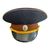 Vintage Ukraine Military Officer Uniform Peaked Cap Visor Hat Metal Badge