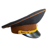 Vintage Ukraine Military Officer Uniform Peaked Cap Visor Hat Metal Badge