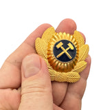 Vintage Soviet USSR Mining Cap Badge Hammer Pick Miner Cockade Hat Emblem