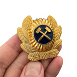 Vintage Soviet USSR Mining Cap Badge Hammer Pick Miner Cockade Hat Emblem