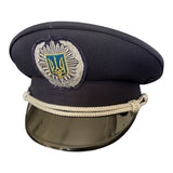 Vintage Ukrainian Officer Parade Cap with Dark Blue Trident Embroidery
