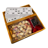 Russian Lotto Bingo Board Game Set with Cards Chips and Wooden Barrels and Box
