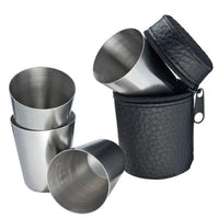 Travel Cups Tots 1oz 30ml Shots Set of 4 Stainless Steel Whisky Wine Spirits Golf Picnic Camping Festival - USSR HOUSE LIMITED