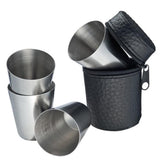 Travel Cups Tots 1oz 30ml Shots Set of 4 Stainless Steel Whisky Wine Spirits Golf Picnic Camping Festival - USSR HOUSE LIMITED