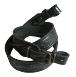 Deer Design Black Leather Hunting Rifle Sling Shotgun Air Gun Strap