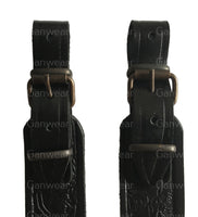 Deer Design Black Leather Hunting Rifle Sling Shotgun Air Gun Strap