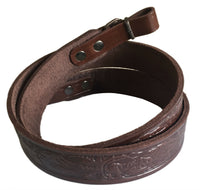 Deer Design Brown Leather Hunting Rifle Sling Shotgun Air Gun Strap