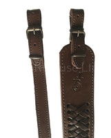 Brown Braided Leather Hunting Rifle Sling Prism Shape Strap