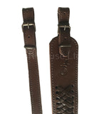 Brown Braided Leather Hunting Rifle Sling Prism Shape Strap