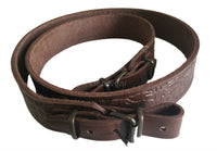 Deer Design Brown Leather Hunting Rifle Sling Shotgun Air Gun Strap