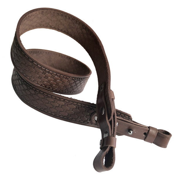 Brick Design Brown Leather Rifle Sling Shotgun Air Gun Strap Hunting Shooting