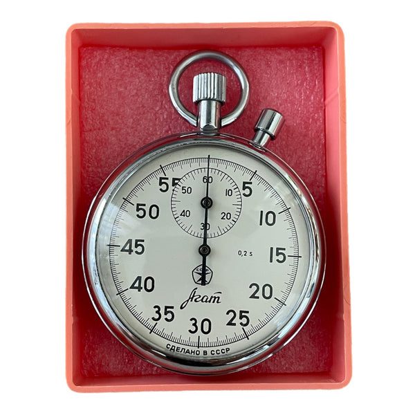 Vintage AGAT 2-Knöpfe mechanische sowjetische Stoppuhr UdSSR Zlatoust 16 Juwelen