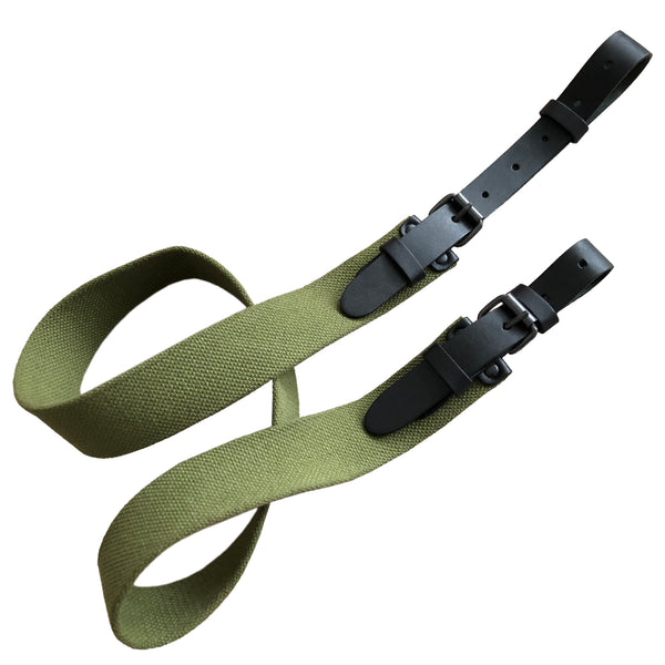 Hunting Rifle Canvas Sling Black Leather Fastens Shotgun Air Gun Strap