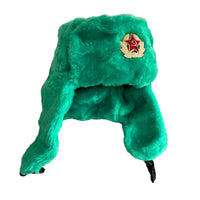 Russian Military Style Green Ushanka Hat Soviet Soldier Red Army Badge