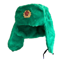 Russian Military Style Green Ushanka Hat Soviet Soldier Red Army Badge