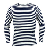 Russisches Winter-T-Shirt TELNYASHKA im sowjetischen Stil, gestreiftes marineblaues T-Shirt, Uniform-Fleece-Oberteil
