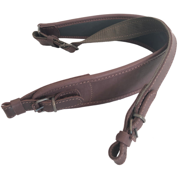 Premium Leather Brown Nylon Hunting Rifle Sling Shotgun Air Gun Strap