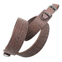 Embossed Ornament Brown Leather Rifle Sling Shotgun Air Gun Strap Hunting Shooting