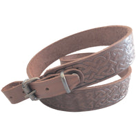 Embossed Ornament Brown Leather Rifle Sling Shotgun Air Gun Strap Hunting Shooting
