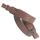 Embossed Ornament Brown Leather Rifle Sling Shotgun Air Gun Strap Hunting Shooting
