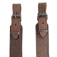 Embossed Ornament Brown Leather Rifle Sling Shotgun Air Gun Strap Hunting Shooting