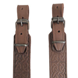 Embossed Ornament Brown Leather Rifle Sling Shotgun Air Gun Strap Hunting Shooting